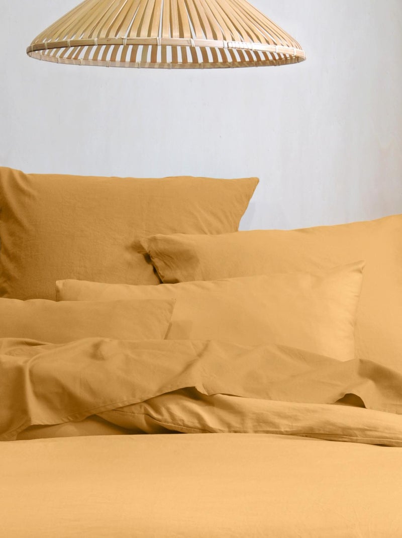 Funda de almohada lisa de algodón ecológico Amarillo - Kiabi