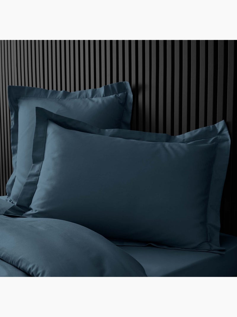 Funda de almohada lisa de percal de algodón Azul oscuro - Kiabi