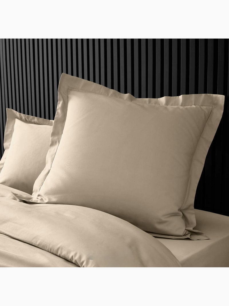 Funda de almohada lisa de percal de algodón Beige arena - Kiabi