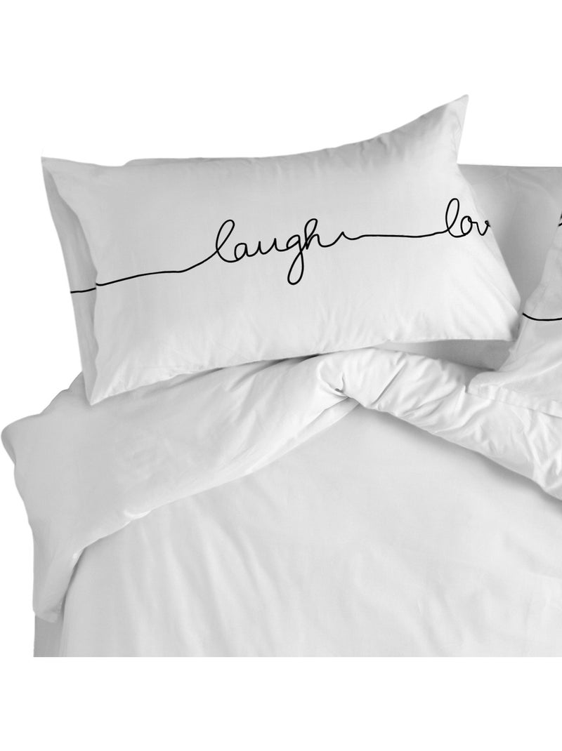 Funda de almohada Live "Happyfriday" Negro Blanco - Kiabi