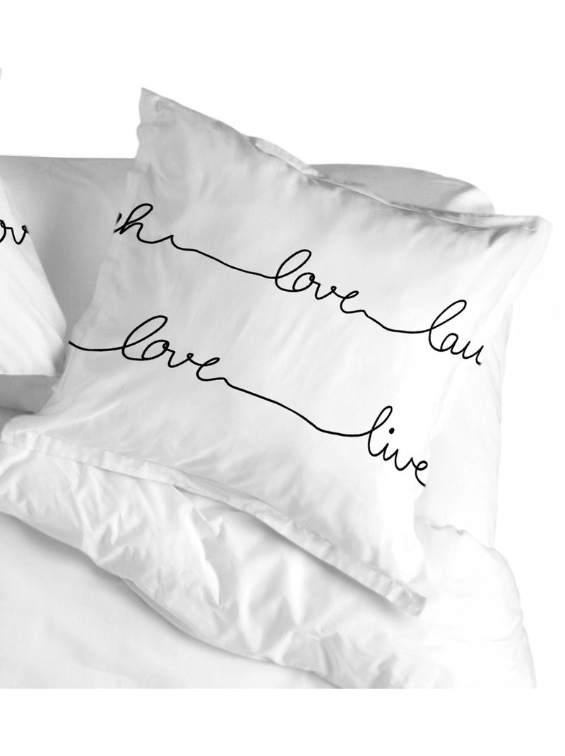 Funda de almohada Live "Happyfriday" Negro Blanco - Kiabi