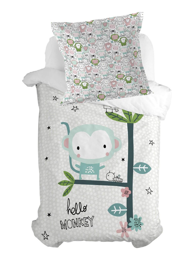Funda de almohada Macaque "Happyfriday" Blanco - Kiabi