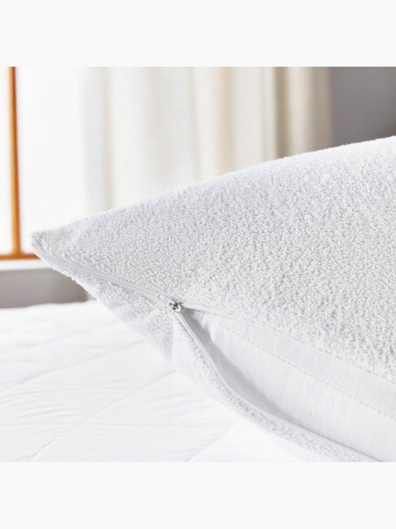 Funda de Almohada Rizo -100% Algodón - Impermeable Blanco - Kiabi