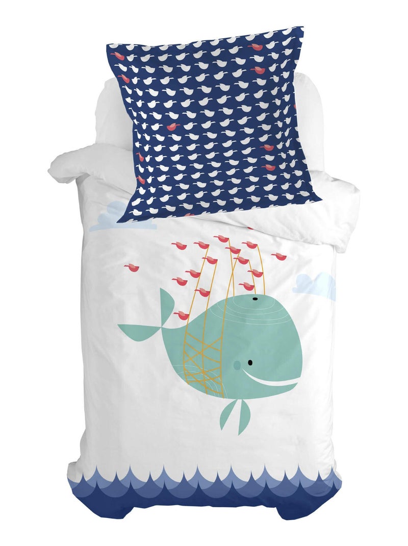 Funda de almohada Whale "Happyfriday" Blanco - Kiabi