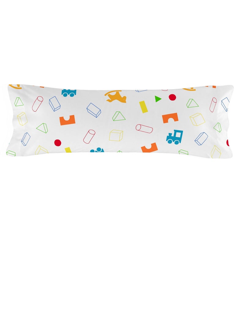 Funda de almohada Wooden puppet "Happyfriday" Azul Amarillo Blanco - Kiabi