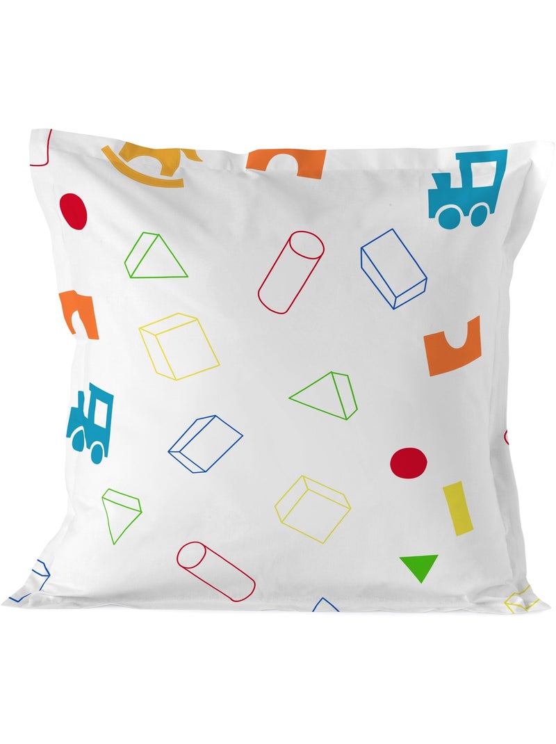 Funda de almohada Wooden puppet "Happyfriday" Azul Amarillo Blanco - Kiabi