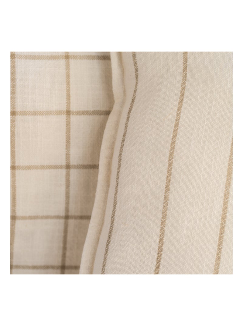 Funda de cojín 100% algodón rayas y cuadros LOURMARIN Beige - Kiabi