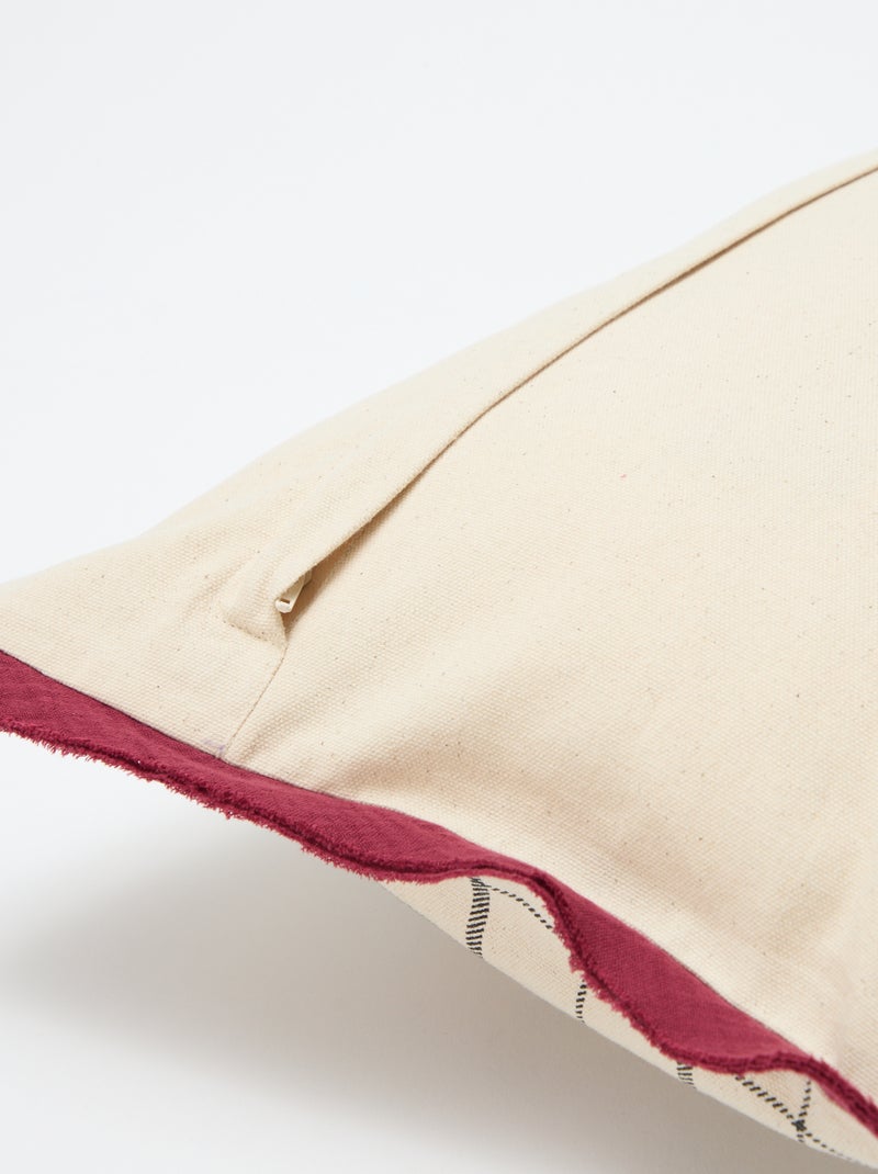 Funda de cojín a cuadros Beige - Kiabi