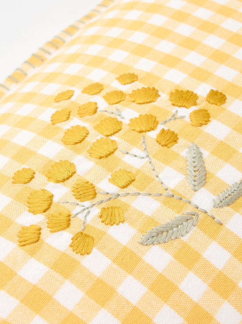 Funda de cojín bordada Amarillo - Kiabi