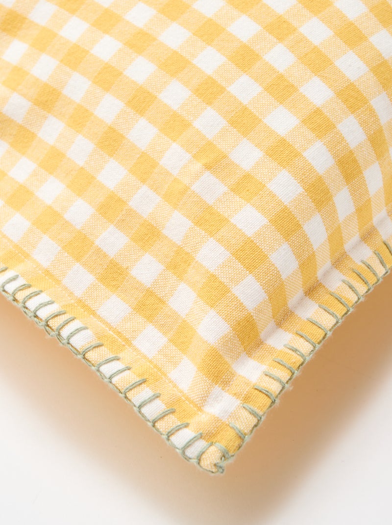 Funda de cojín bordada Amarillo - Kiabi