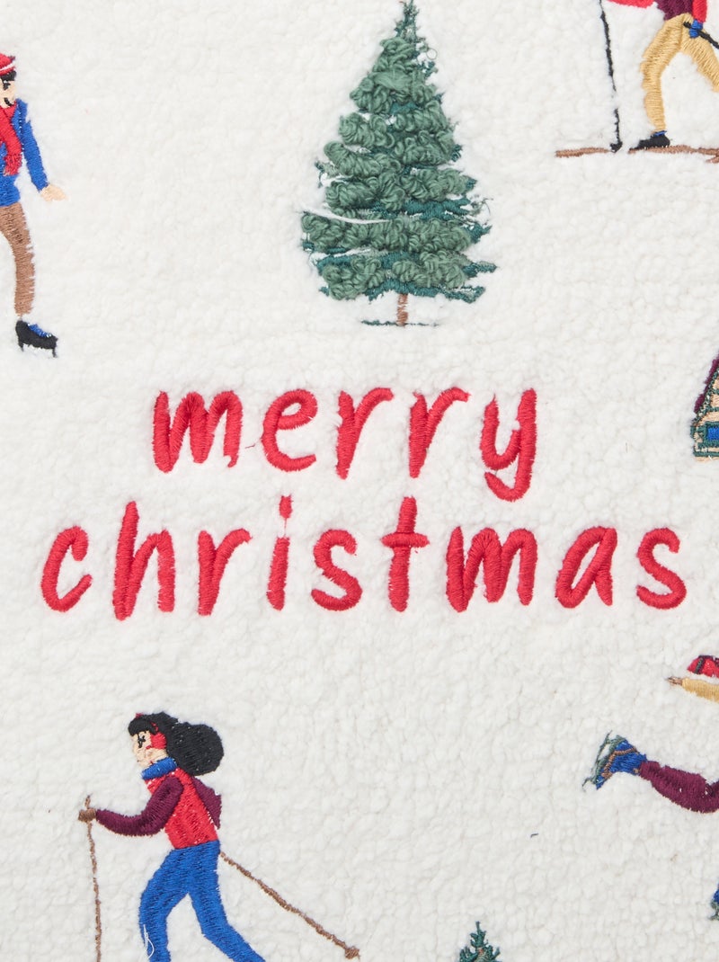 Funda de cojín con bordados 'Navidad' Beige - Kiabi