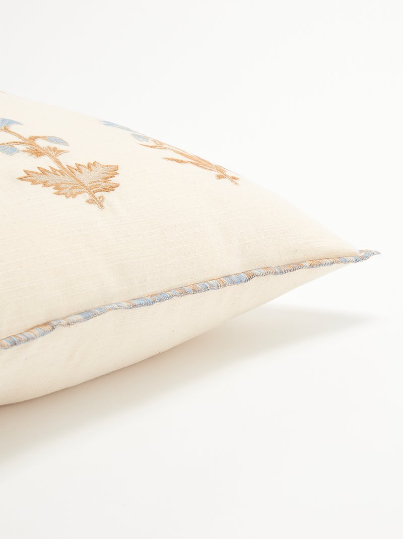 Funda de cojín con flores bordadas Beige - Kiabi