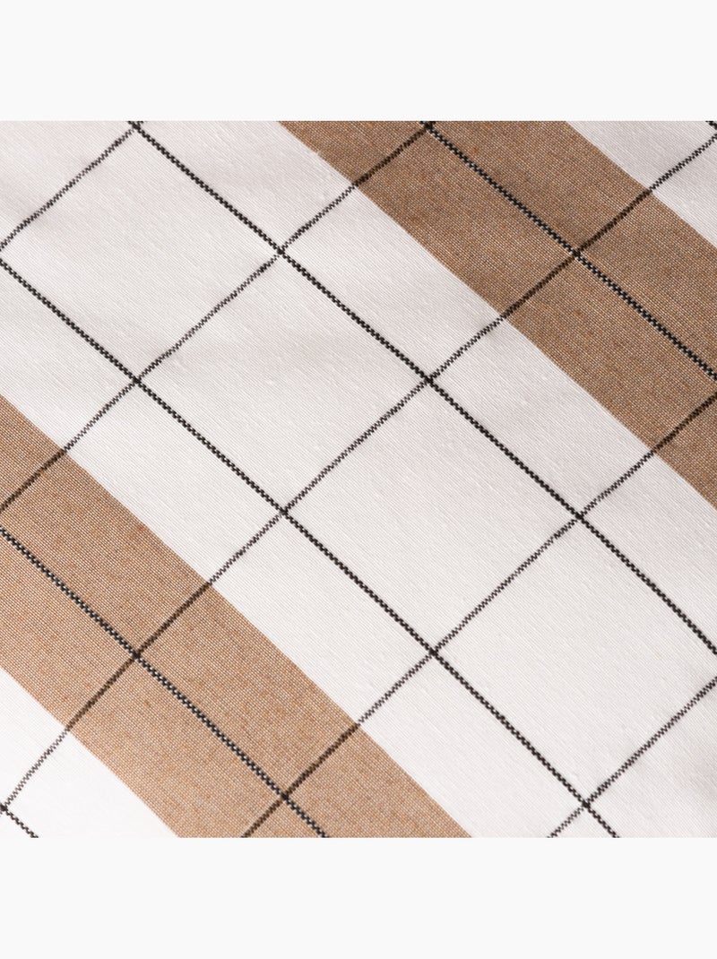 Funda de cojín cuadrada a rayas con cuadros en relieve - Gamusi. Taupe - Kiabi