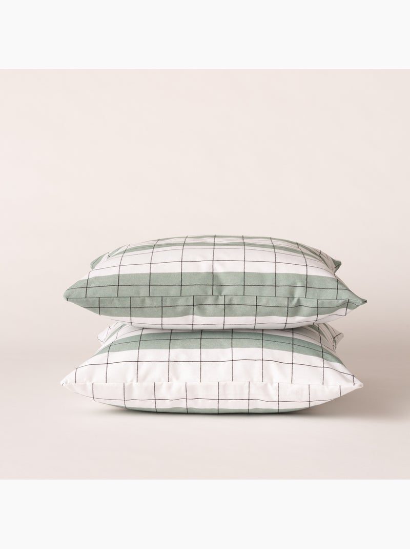Funda de cojín cuadrada a rayas con cuadros en relieve - Gamusi. Verde agua - Kiabi