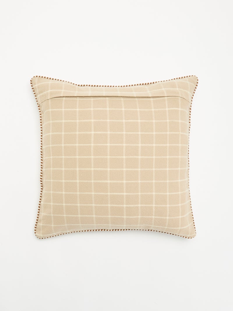 Funda de cojín cuadrada con flores bordadas Beige - Kiabi