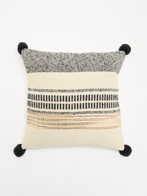 Funda de cojín cuadrada con pompones - Kiabi Funda de cojín cuadrada con pompones - Kiabi