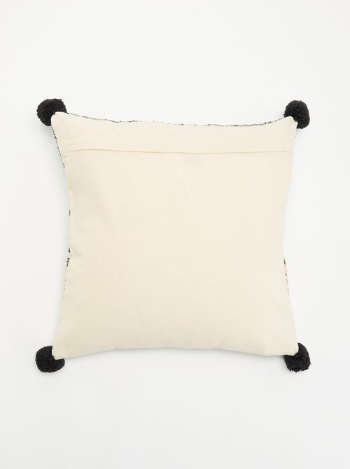 Funda de cojín cuadrada con pompones - Kiabi Funda de cojín cuadrada con pompones - Kiabi