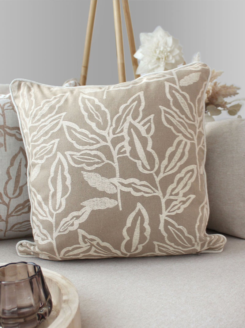 Funda de cojín de algodón reciclado Chambray Beige concha - Kiabi