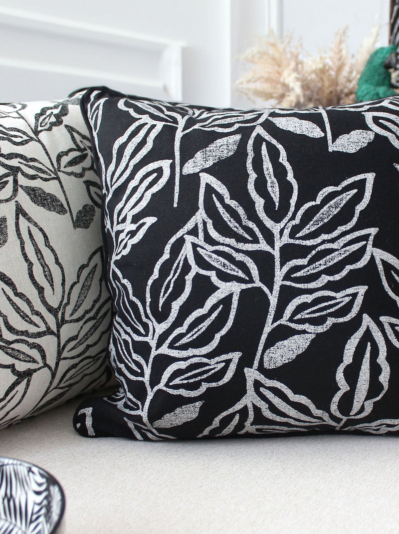 Funda de cojín de algodón reciclado Chambray Negro - Kiabi
