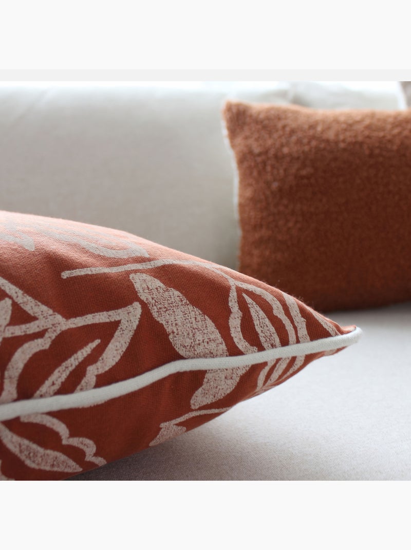 Funda de cojín de algodón reciclado Chambray Terracota - Kiabi
