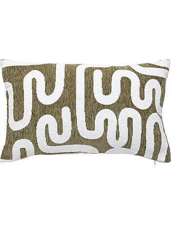 Funda de cojín de chenilla verde caqui jeni 50x30cm