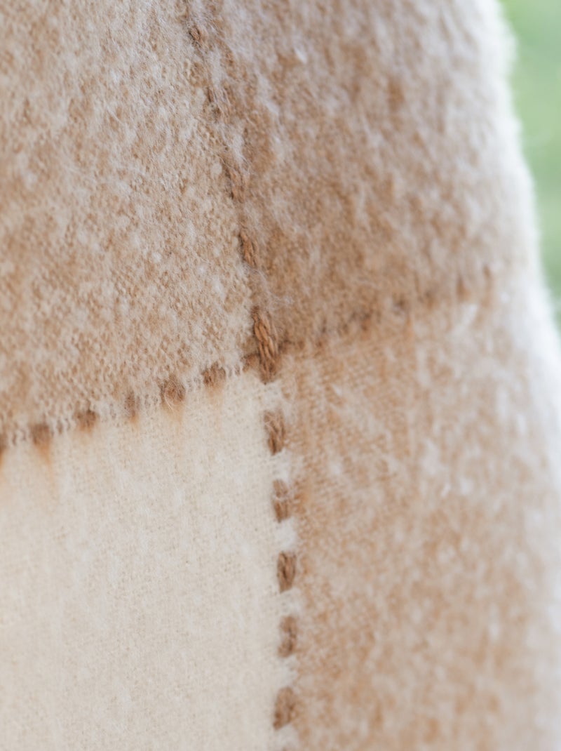 Funda de cojín de cuadros de mohair Beige - Kiabi