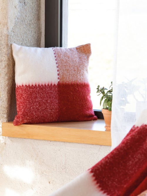 Funda de cojín de cuadros de mohair - Kiabi