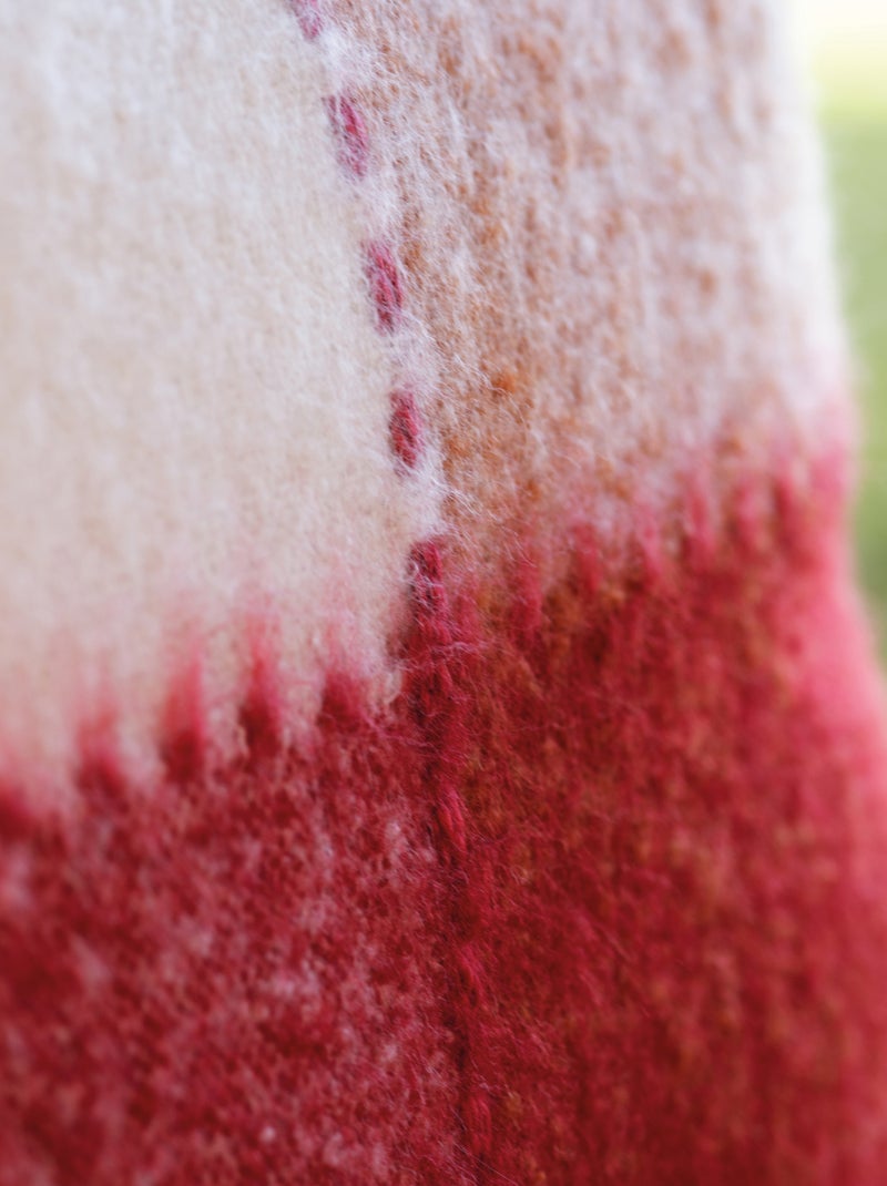 Funda de cojín de cuadros de mohair Burdeos - Kiabi
