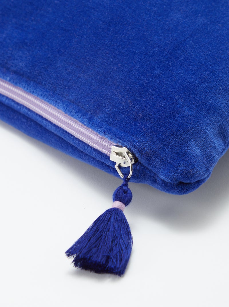 Funda de cojín de terciopelo (45 x 45 cm) AZUL - Kiabi