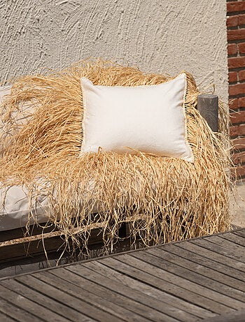 Funda de cojín decorativa con flecos de rafia