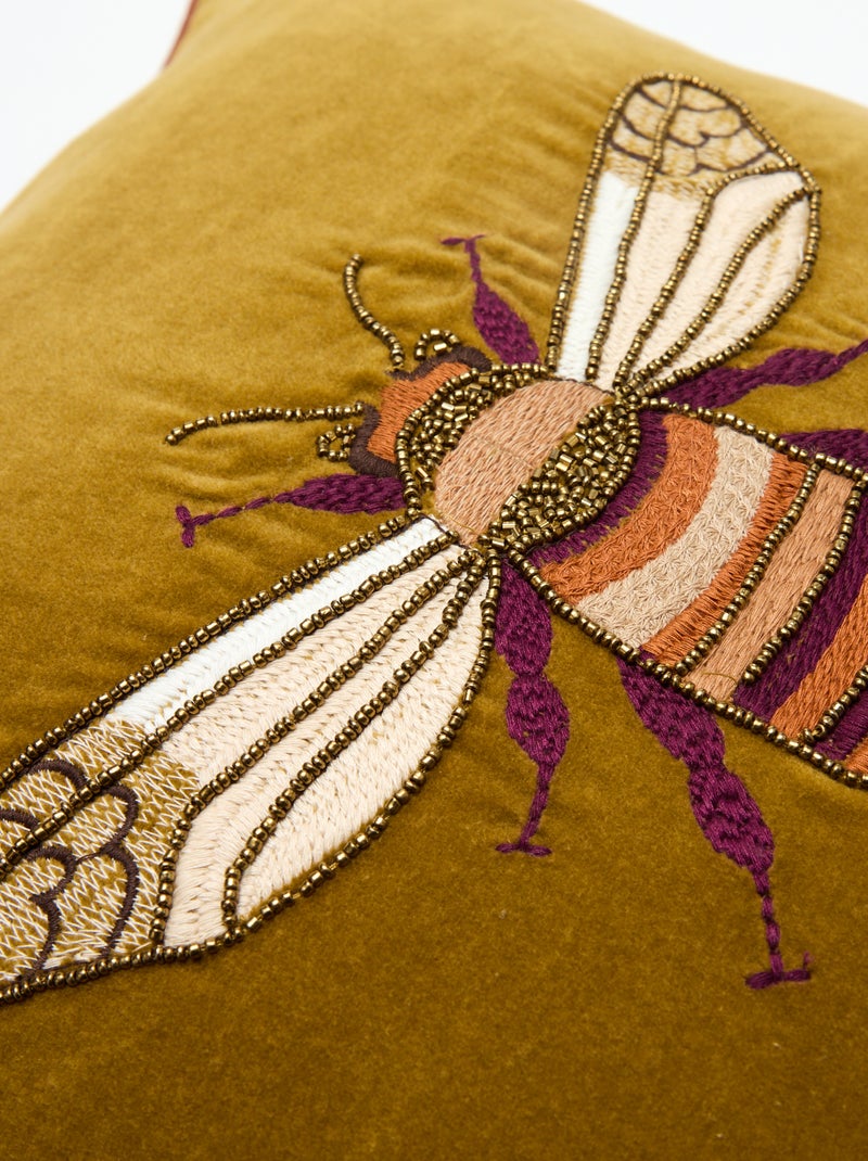 Funda de cojín fantasía en terciopelo (45x45 cm) - Kiabi Home Amarillo - Kiabi