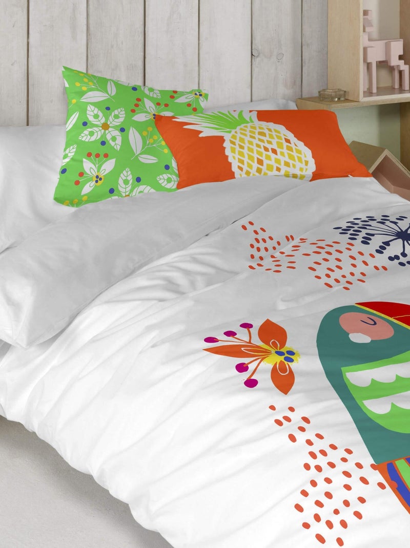 Funda de cojín Pretty parrots "Happyfriday" Blanco - Kiabi