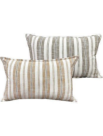 Funda de cojín reversible de algodón flameado con rayas a dos caras