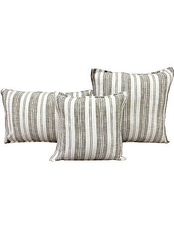Funda de cojín reversible de algodón flameado con rayas a dos caras