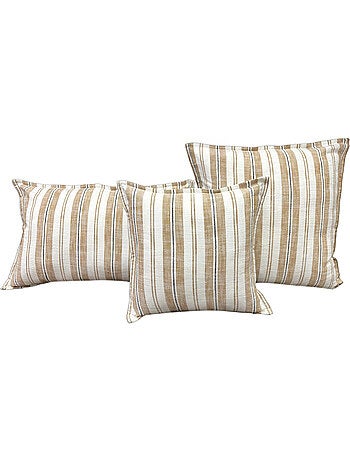 Funda de cojín reversible de algodón flameado con rayas a dos caras