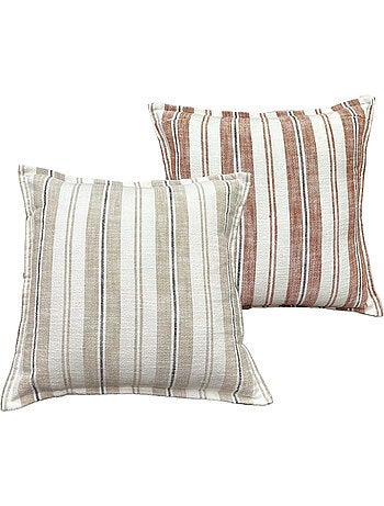 Funda de cojín reversible de algodón flameado con rayas a dos caras