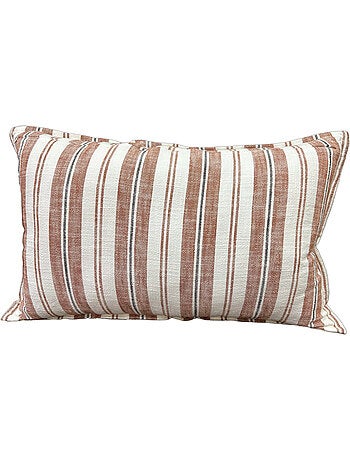 Funda de cojín reversible de algodón flameado con rayas a dos caras