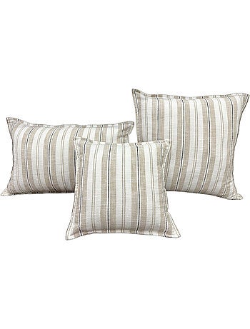 Funda de cojín reversible de algodón flameado con rayas a dos caras