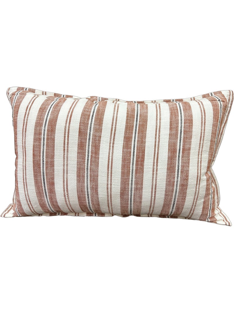 Funda de cojín reversible de algodón flameado con rayas a dos caras Beige - Kiabi