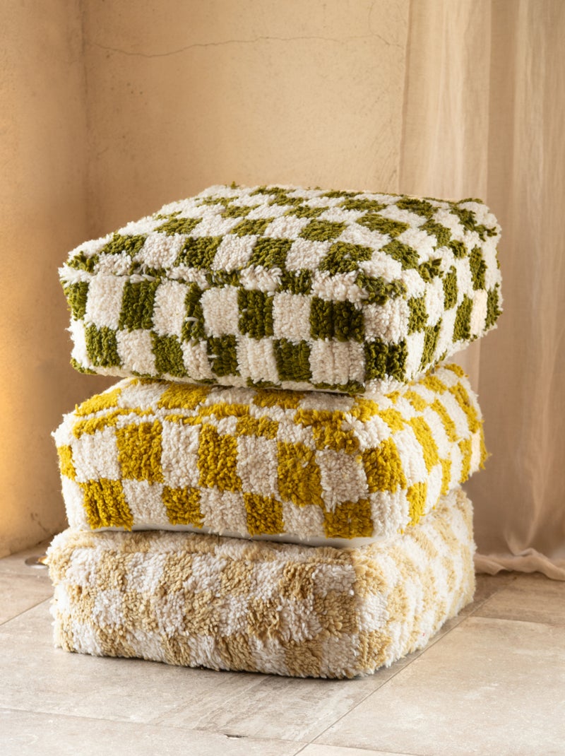 Funda de puf de lana a cuadros Amarillo mostaza - Kiabi