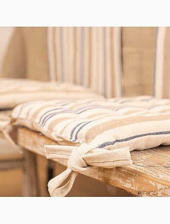 Funda de silla acolchada a rayas en tela de lona