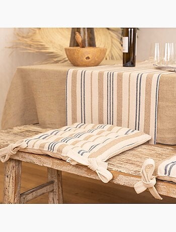 Funda de silla acolchada a rayas en tela de lona