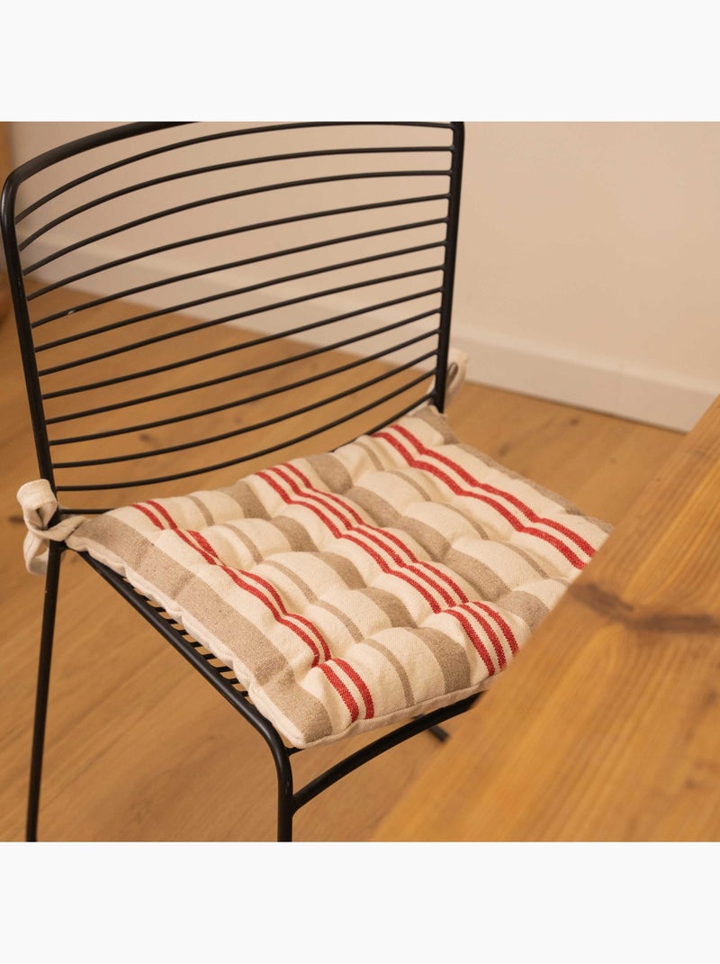 Funda de silla acolchada a rayas en tela de lona Rojo - Kiabi