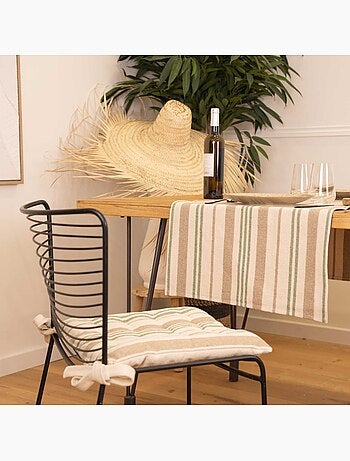 Funda de silla acolchada a rayas en tela de lona