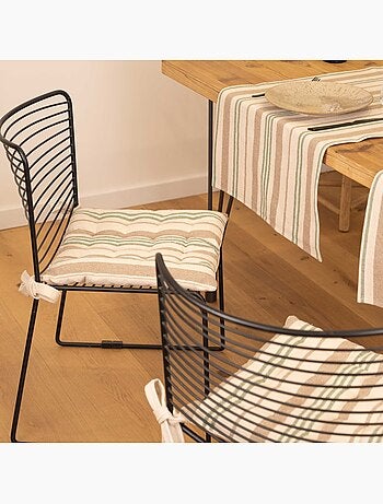 Funda de silla acolchada a rayas en tela de lona