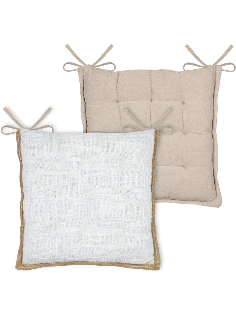 Funda de silla acolchada de polialgodón y yute Blanco - Kiabi
