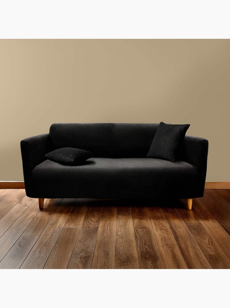Funda de sofá extensible gofrada para sofá de 3 plazas Negro - Kiabi
