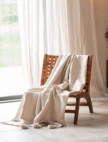 Funda de sofá grande de lana con borlas