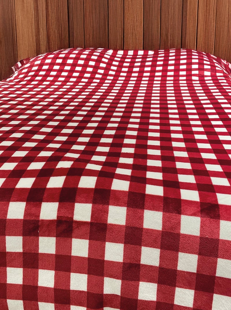 Funda de sofá y cama de vellón Gingham Burdeos - Kiabi