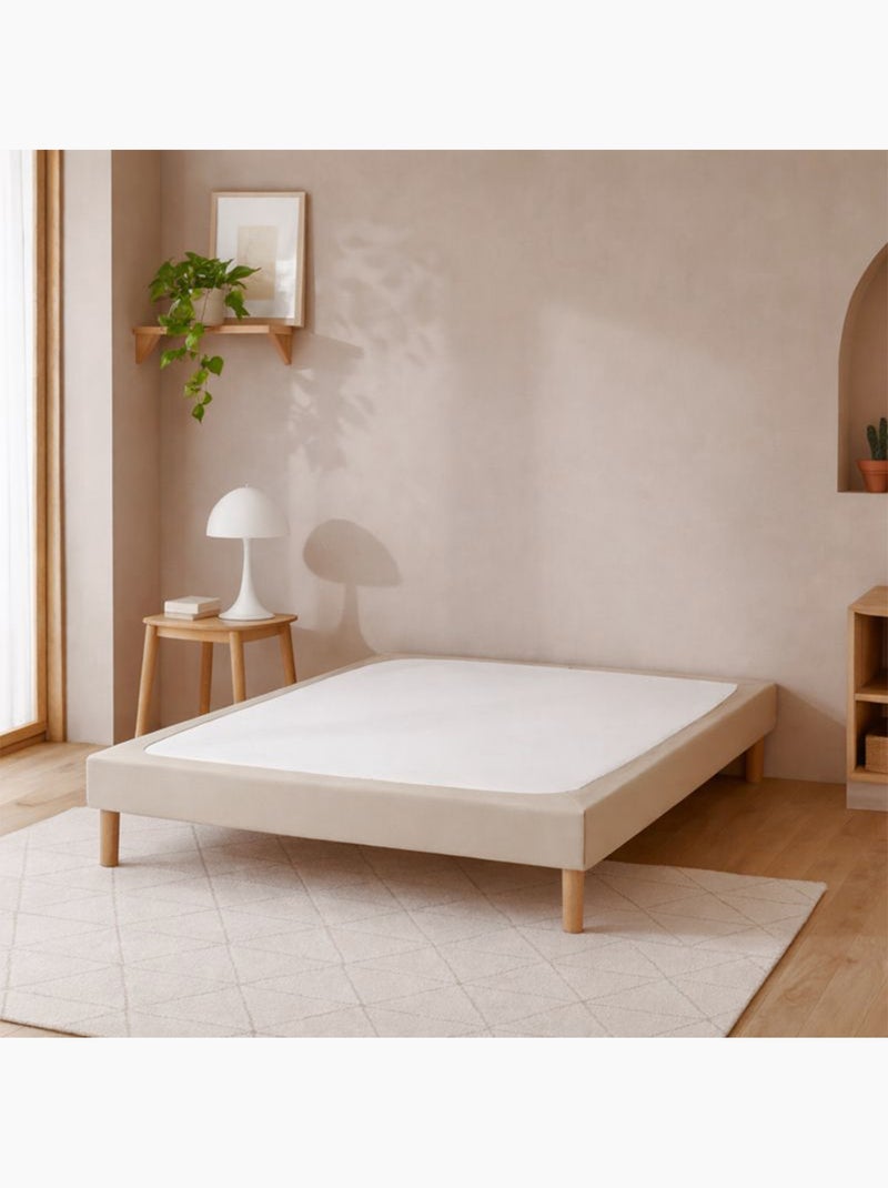 Funda de somier de punto de algodón elástico Beige - Kiabi